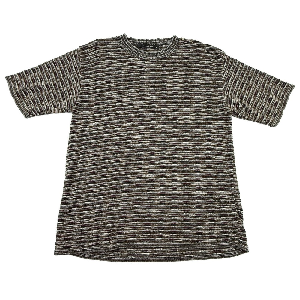 VTG 90s Protege Collection Knit T-Shirt Mens L Coogi Style 3D Textured Earth